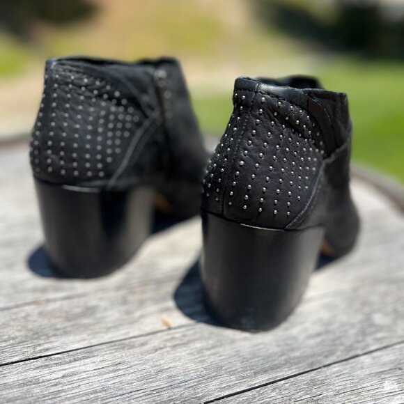 1 State - Black Leather - Small Studded Booties - Y2K - Size 9 / 39 - Picture 8 of 13